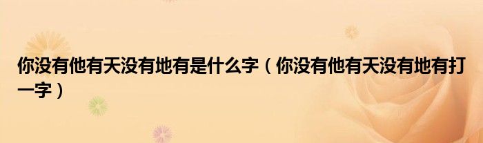 你沒有他有天沒有地有是什么字（你沒有他有天沒有地有打一字）