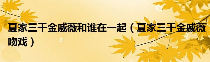 夏家三千金戚薇和誰在一起（夏家三千金戚薇吻戲）