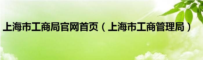 上海市工商局官網(wǎng)首頁（上海市工商管理局）