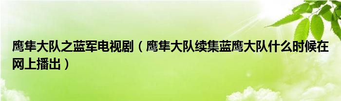 鷹隼大隊之藍軍電視劇（鷹隼大隊續(xù)集藍鷹大隊什么時候在網(wǎng)上播出）