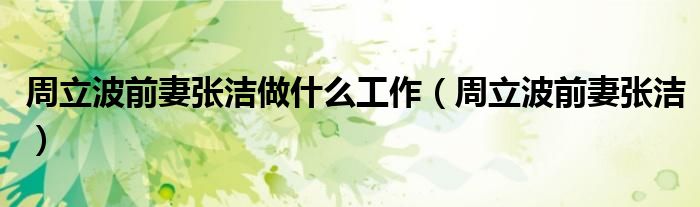 周立波前妻張潔做什么工作（周立波前妻張潔）