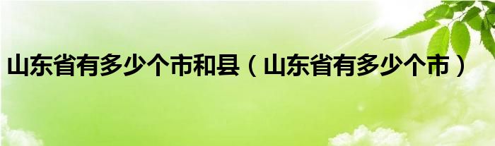 山東省有多少個市和縣（山東省有多少個市）