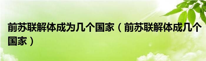 前蘇聯(lián)解體成為幾個國家（前蘇聯(lián)解體成幾個國家）