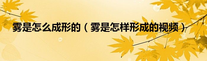 霧是怎么成形的（霧是怎樣形成的視頻）