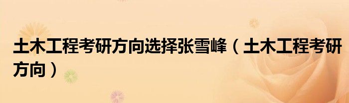 土木工程考研方向選擇張雪峰（土木工程考研方向）