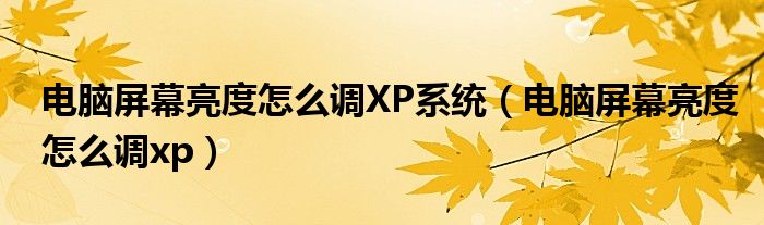 電腦屏幕亮度怎么調(diào)XP系統(tǒng)（電腦屏幕亮度怎么調(diào)xp）