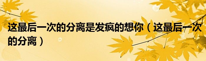 這最后一次的分離是發(fā)瘋的想你（這最后一次的分離）