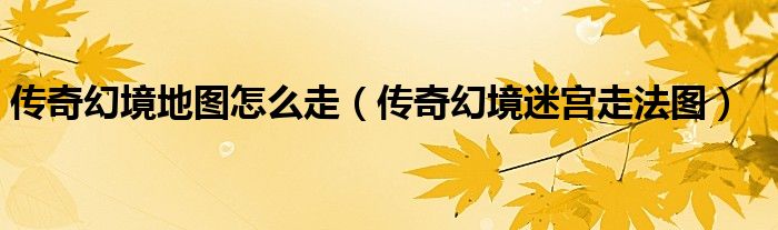 傳奇幻境地圖怎么走（傳奇幻境迷宮走法圖）