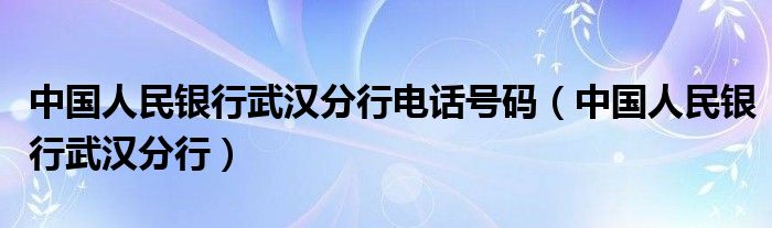 中國人民銀行武漢分行電話號碼（中國人民銀行武漢分行）