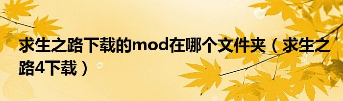 求生之路下載的mod在哪個文件夾（求生之路4下載）