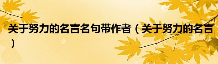 關(guān)于努力的名言名句帶作者（關(guān)于努力的名言）