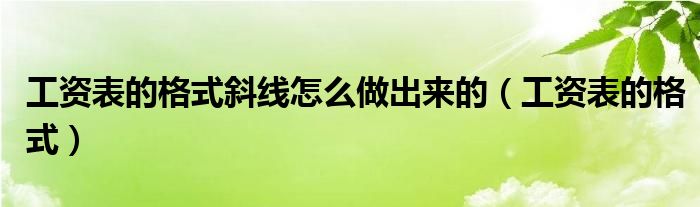 工資表的格式斜線(xiàn)怎么做出來(lái)的（工資表的格式）