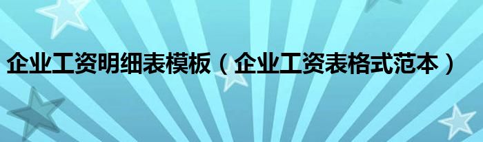 企業(yè)工資明細(xì)表模板（企業(yè)工資表格式范本）