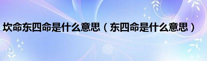 坎命東四命是什么意思（東四命是什么意思）