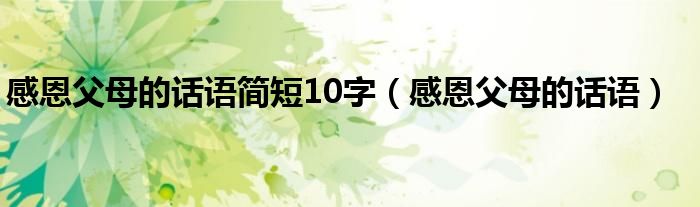 感恩父母的話語(yǔ)簡(jiǎn)短10字（感恩父母的話語(yǔ)）