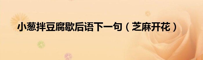 小蔥拌豆腐歇后語下一句（芝麻開花）