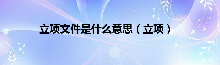 立項文件是什么意思（立項）