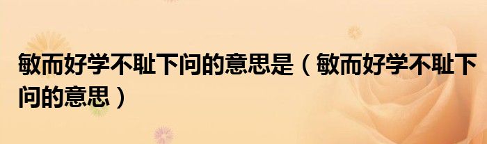 敏而好學(xué)不恥下問(wèn)的意思是（敏而好學(xué)不恥下問(wèn)的意思）