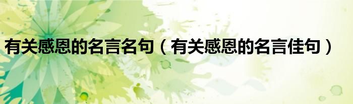 有關(guān)感恩的名言名句（有關(guān)感恩的名言佳句）