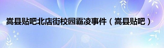 嵩縣貼吧北店街校園霸凌事件（嵩縣貼吧）