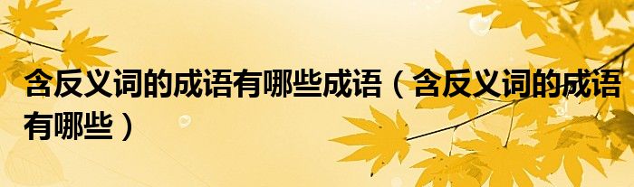 含反義詞的成語有哪些成語（含反義詞的成語有哪些）