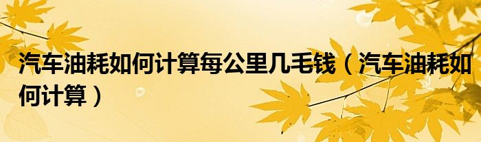 汽車油耗如何計(jì)算每公里幾毛錢（汽車油耗如何計(jì)算）