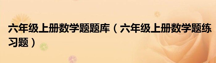 六年級上冊數(shù)學(xué)題題庫（六年級上冊數(shù)學(xué)題練習(xí)題）