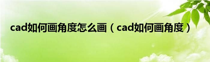 cad如何畫(huà)角度怎么畫(huà)（cad如何畫(huà)角度）