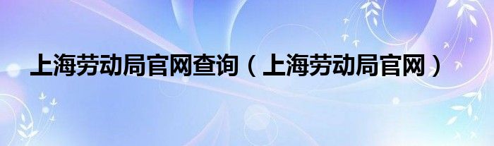 上海勞動局官網(wǎng)查詢（上海勞動局官網(wǎng)）