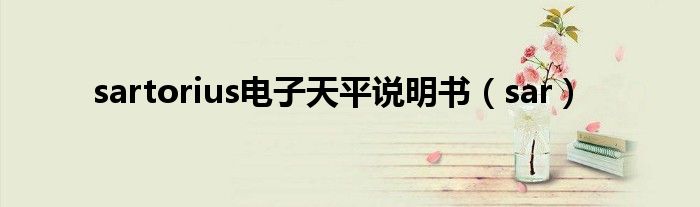 sartorius電子天平說(shuō)明書(shū)（sar）