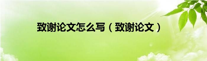 致謝論文怎么寫（致謝論文）