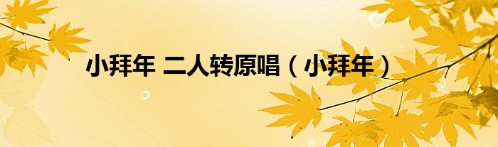 小拜年 二人轉(zhuǎn)原唱（小拜年）