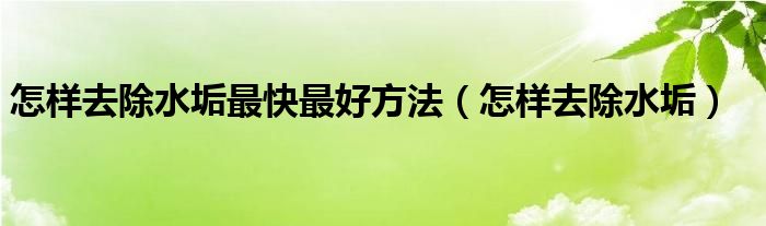 怎樣去除水垢最快最好方法（怎樣去除水垢）