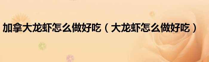 加拿大龍蝦怎么做好吃（大龍蝦怎么做好吃）