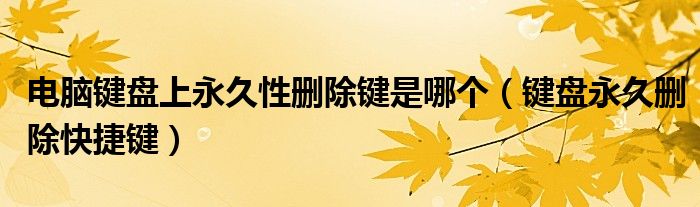 電腦鍵盤上永久性刪除鍵是哪個（鍵盤永久刪除快捷鍵）