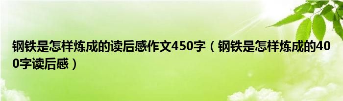鋼鐵是怎樣煉成的讀后感作文450字（鋼鐵是怎樣煉成的400字讀后感）