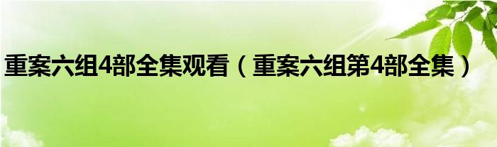 重案六組4部全集觀看（重案六組第4部全集）