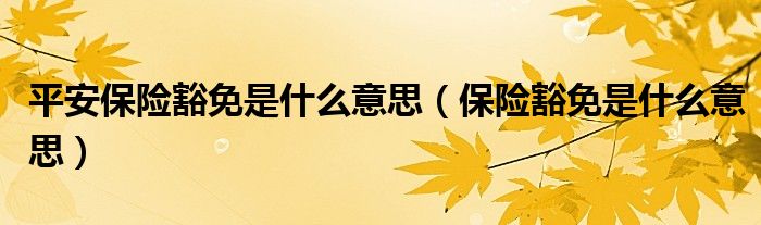 平安保險豁免是什么意思（保險豁免是什么意思）