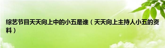 綜藝節(jié)目天天向上中的小五是誰（天天向上主持人小五的資料）