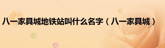 八一家具城地鐵站叫什么名字（八一家具城）