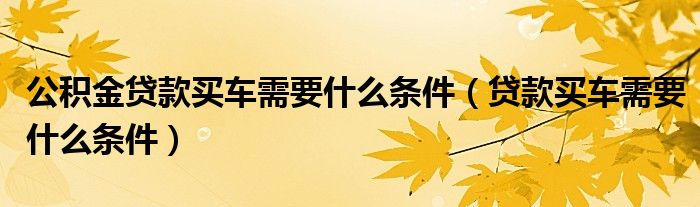 公積金貸款買車需要什么條件（貸款買車需要什么條件）