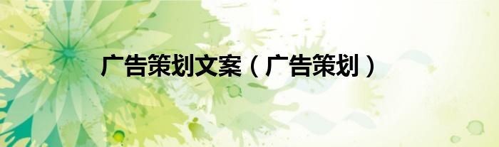 廣告策劃文案（廣告策劃）