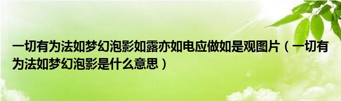 一切有為法如夢幻泡影如露亦如電應(yīng)做如是觀圖片（一切有為法如夢幻泡影是什么意思）