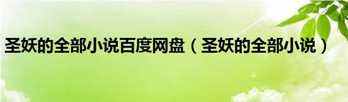 圣妖的全部小說百度網(wǎng)盤（圣妖的全部小說）
