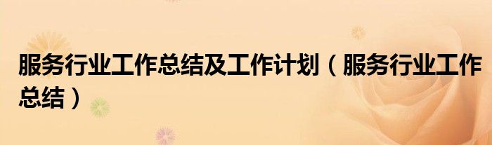 服務行業(yè)工作總結及工作計劃（服務行業(yè)工作總結）