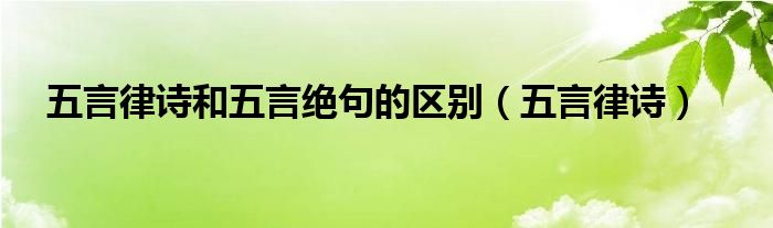 五言律詩(shī)和五言絕句的區(qū)別（五言律詩(shī)）