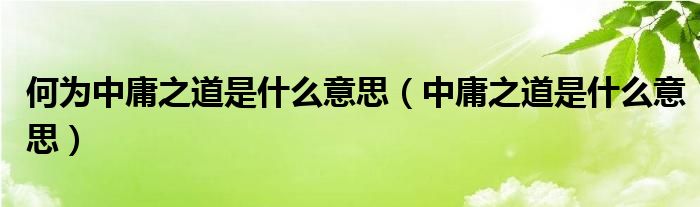 何為中庸之道是什么意思（中庸之道是什么意思）
