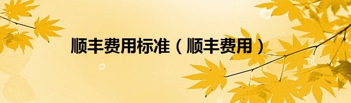 順豐費(fèi)用標(biāo)準(zhǔn)（順豐費(fèi)用）
