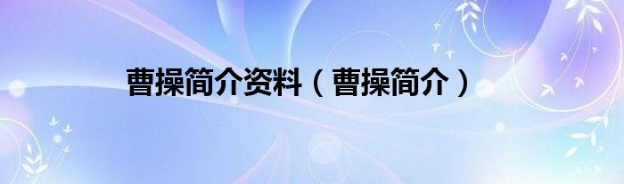 曹操簡(jiǎn)介資料（曹操簡(jiǎn)介）