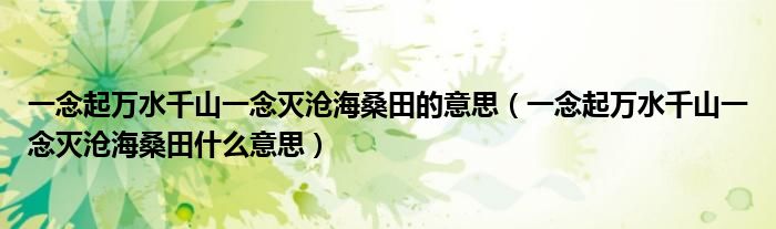 一念起萬水千山一念滅滄海桑田的意思（一念起萬水千山一念滅滄海桑田什么意思）